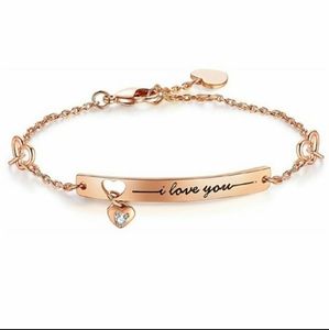 Engraved "l love you" Bracelet w Hanging Pendant NWT